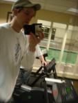 Trent on an exercise machine