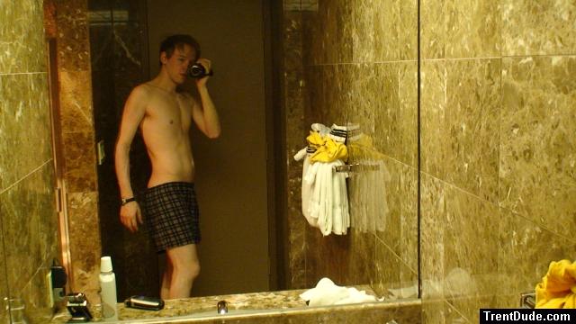 Polo boxers in a Tahoe hotel bathroom