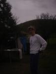 wet Blue sweat pants on a rainy day on the farm