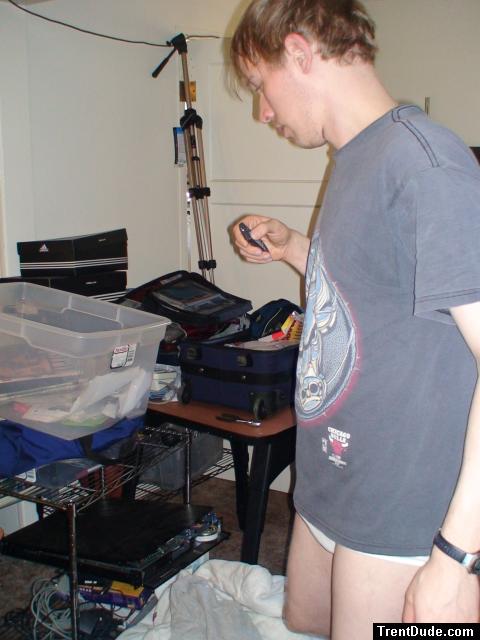 Doing housework in tightey whiteys