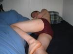 Sleeping in Red Hanes Fashion Briefs underwear (butt)