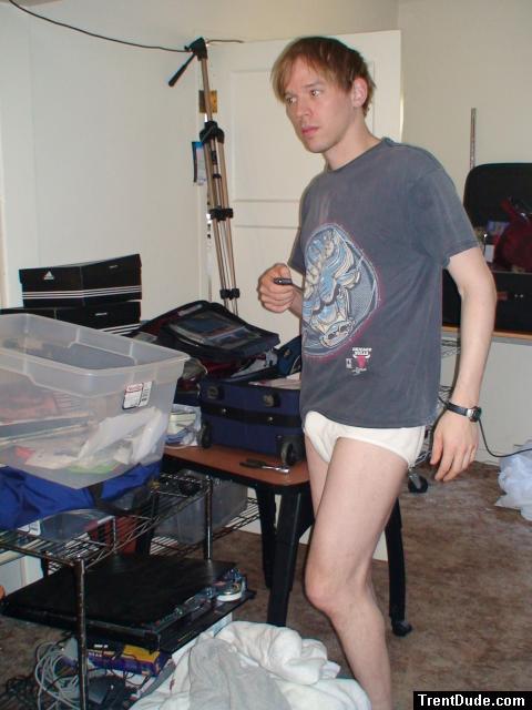 Doing housework in tightey whiteys!
