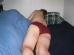 Sleeping in Red Hanes Fashion Briefs underwear (butt)