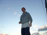 Trent at sunrise wearing Team USA Triathlon sweatshirt