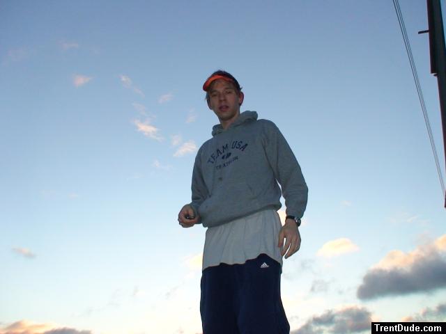 Trent at sunrise wearing Team USA Triathlon sweatshirt