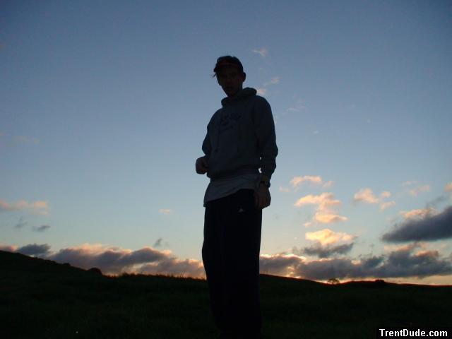 Outside at sunrise in Addidas sweats