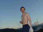 Shirtless above the clouds!