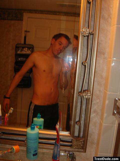 Shirtless in a hotel