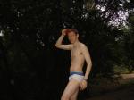 Calvin Klein underwear in the forest