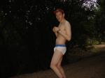 Calvin Klein underwear in the forest