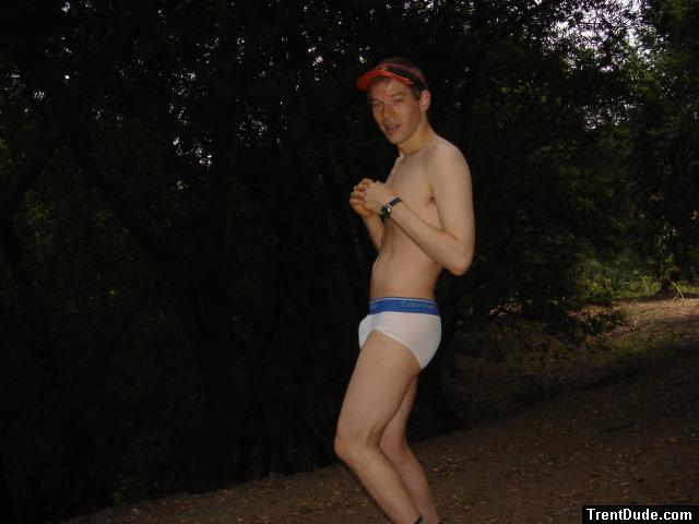 Calvin Klein underwear in the forest