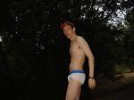 Calvin Klein underwear in the forest