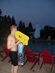 Dolfin swim jammer and a Tyr kickboard