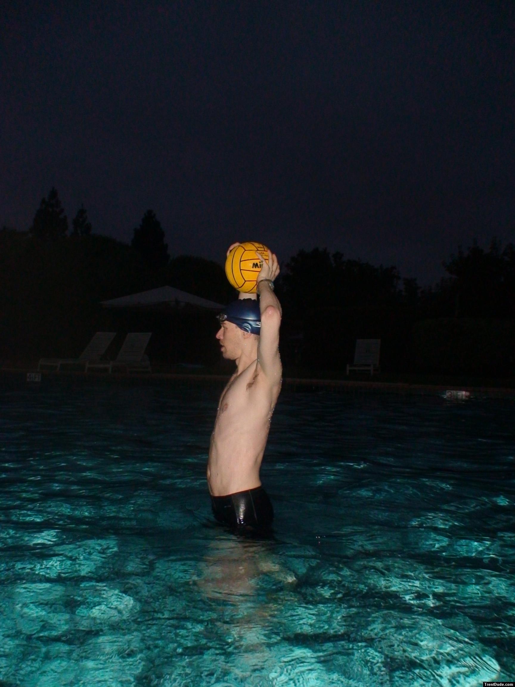 Throwing a water polo ball