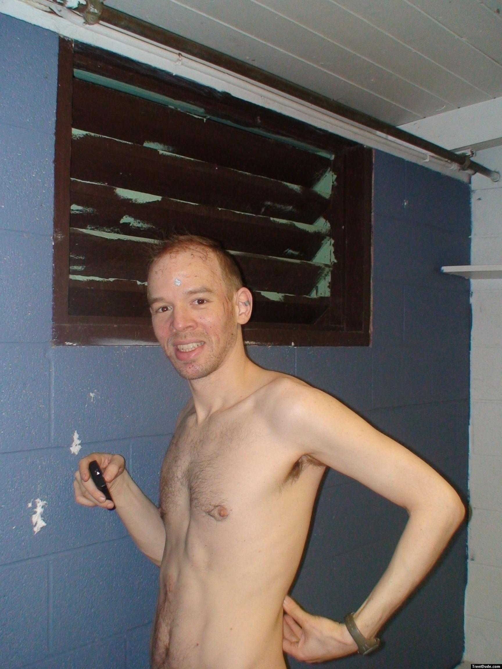 The red on his face is from blueberries