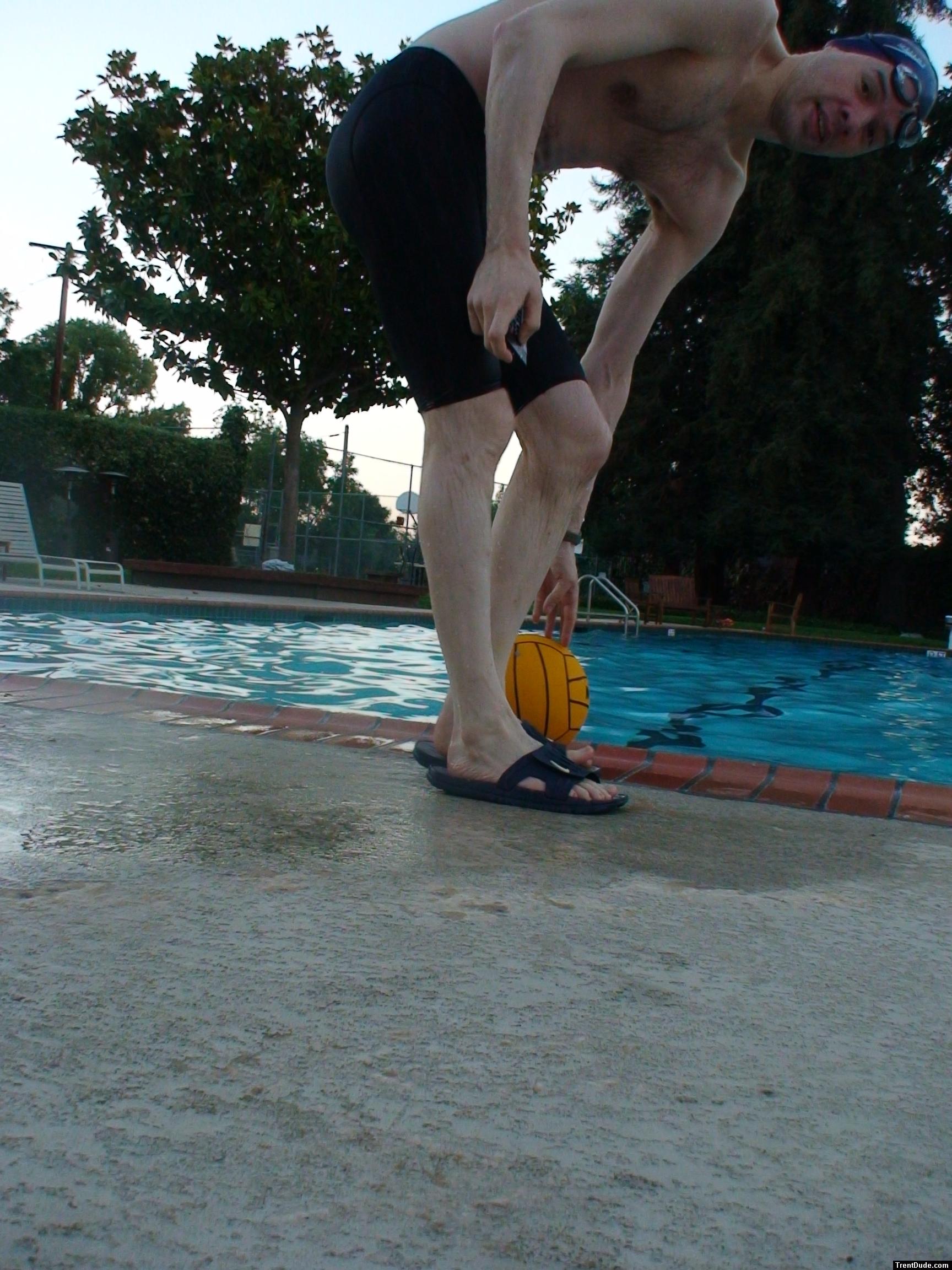 Centered on Nike slippers