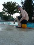 Sitting on the water polo ball