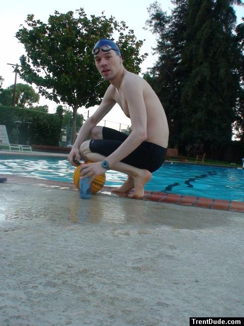 Wearing a swim cap