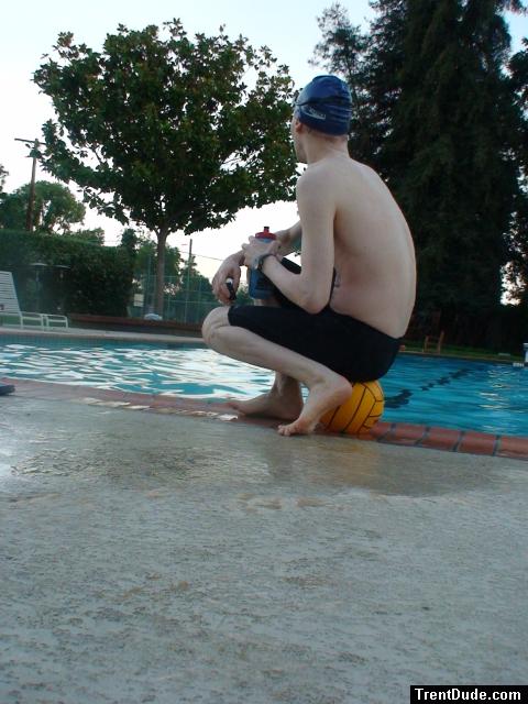 Feet next to the pool