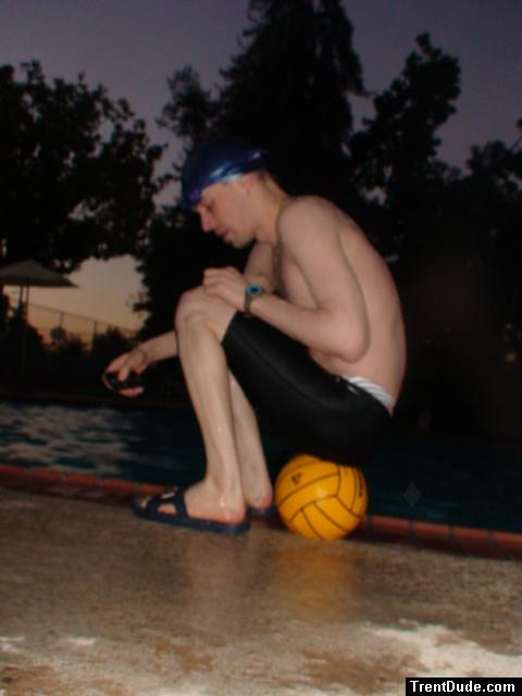 Thinking about life before a morning swim keywords: feet, legs, jammers