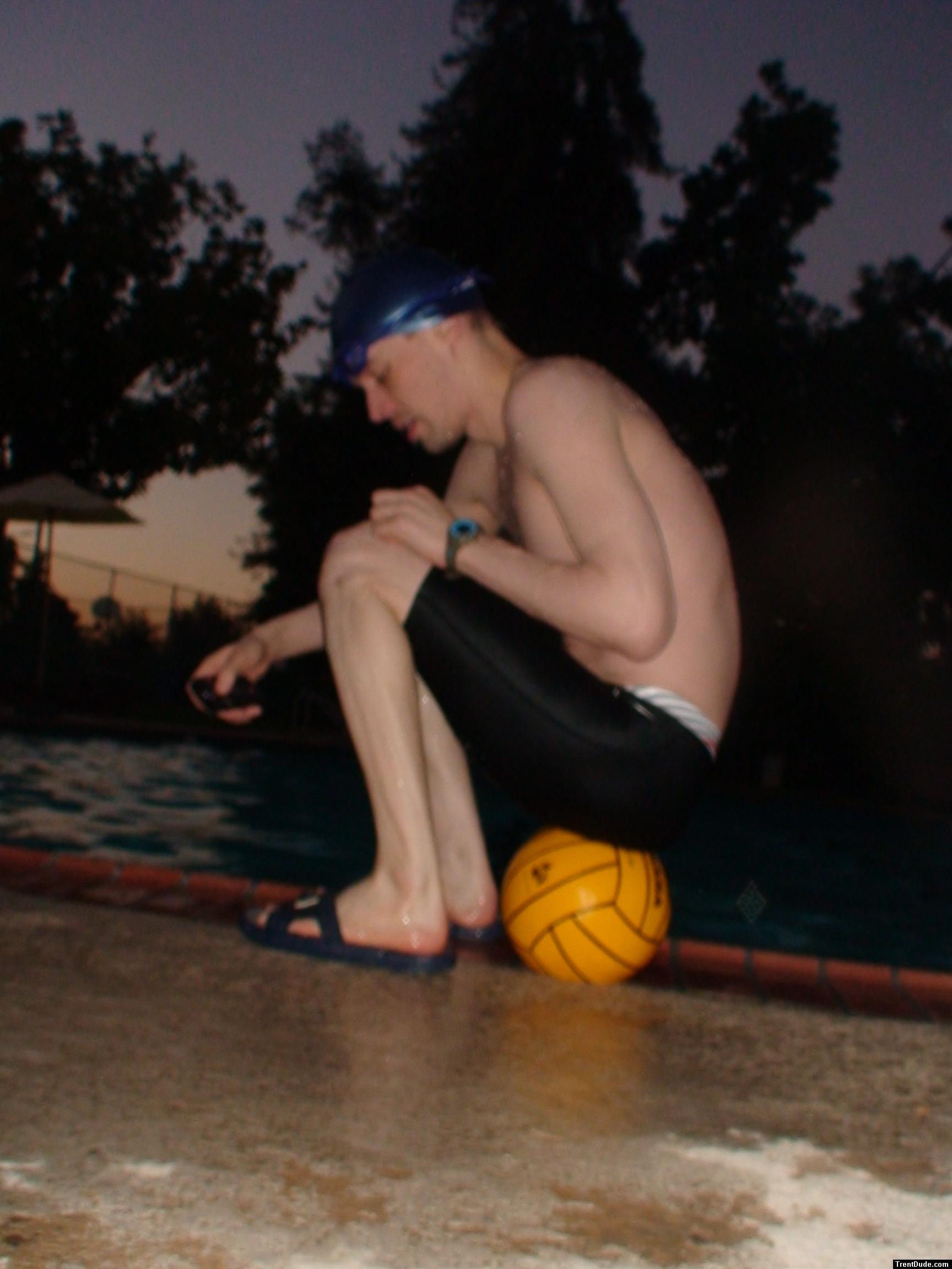 Thinking about life before a morning swim keywords: feet, legs, jammers