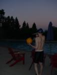 Back muscles, neck, water polo ball