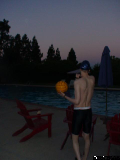 Back muscles, neck, water polo ball