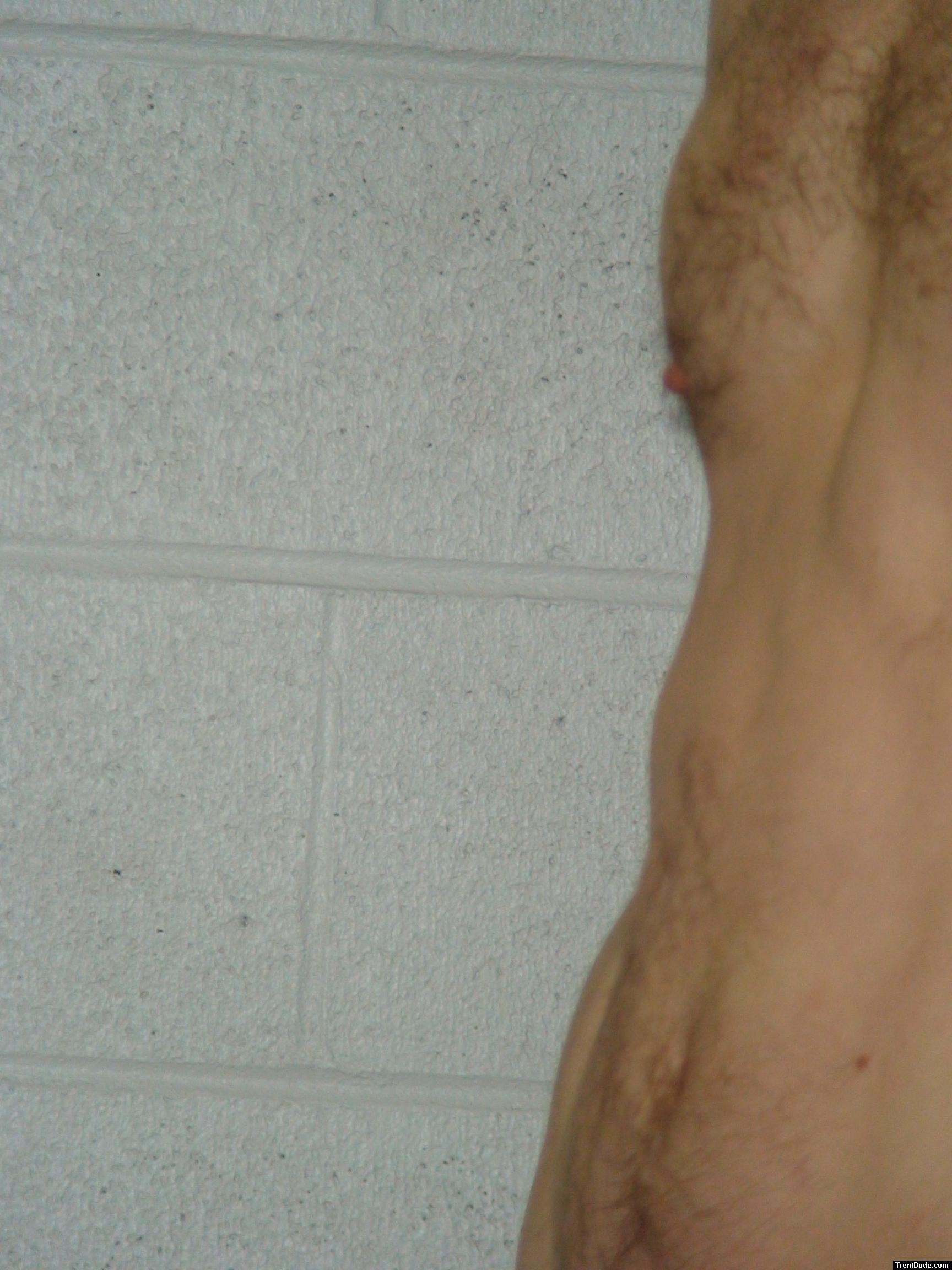 Closeup chest hair and nipple