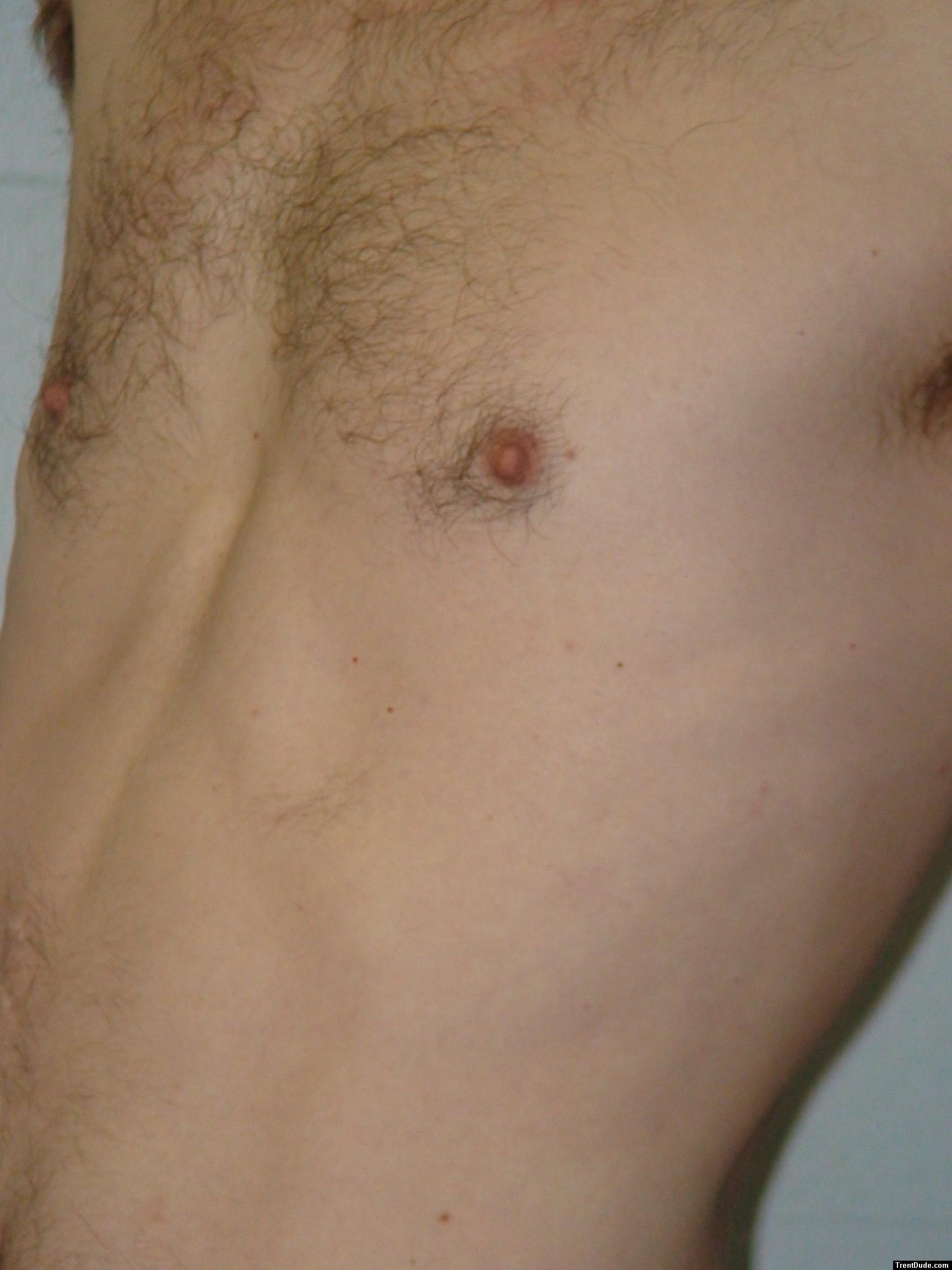 Closeup chest hair and nipple