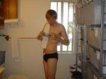 Adjusting goggles in black Speedo