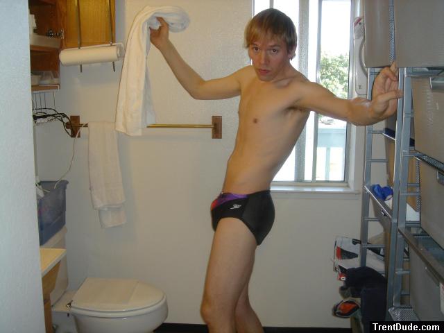 Black speedo with orange stripe