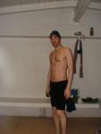 Black Speedo Jammers, chest hair, dirty face