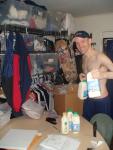 Holding one gallon of raw milk