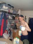 Smiling at the milk