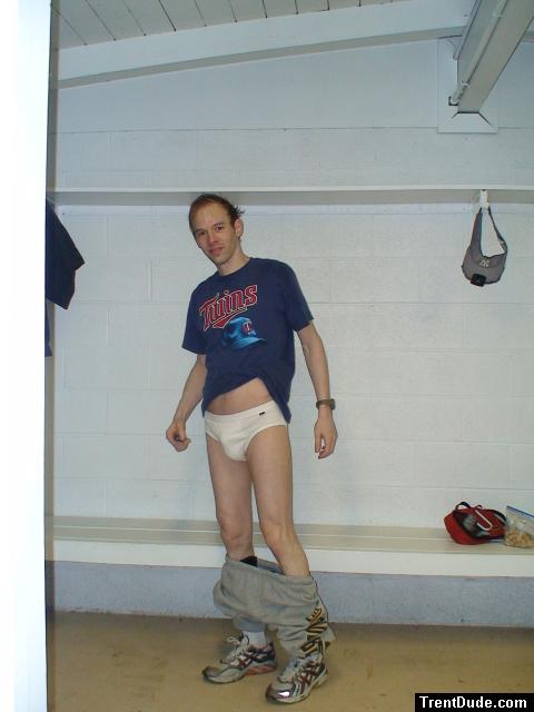 White Tommy Hilfiger briefs in the locker room