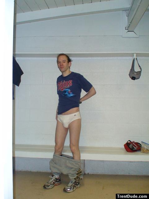 White Tommy Hilfiger briefs in the locker room