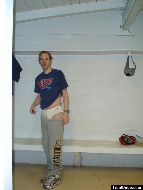 White Tommy Hilfiger briefs in the locker room