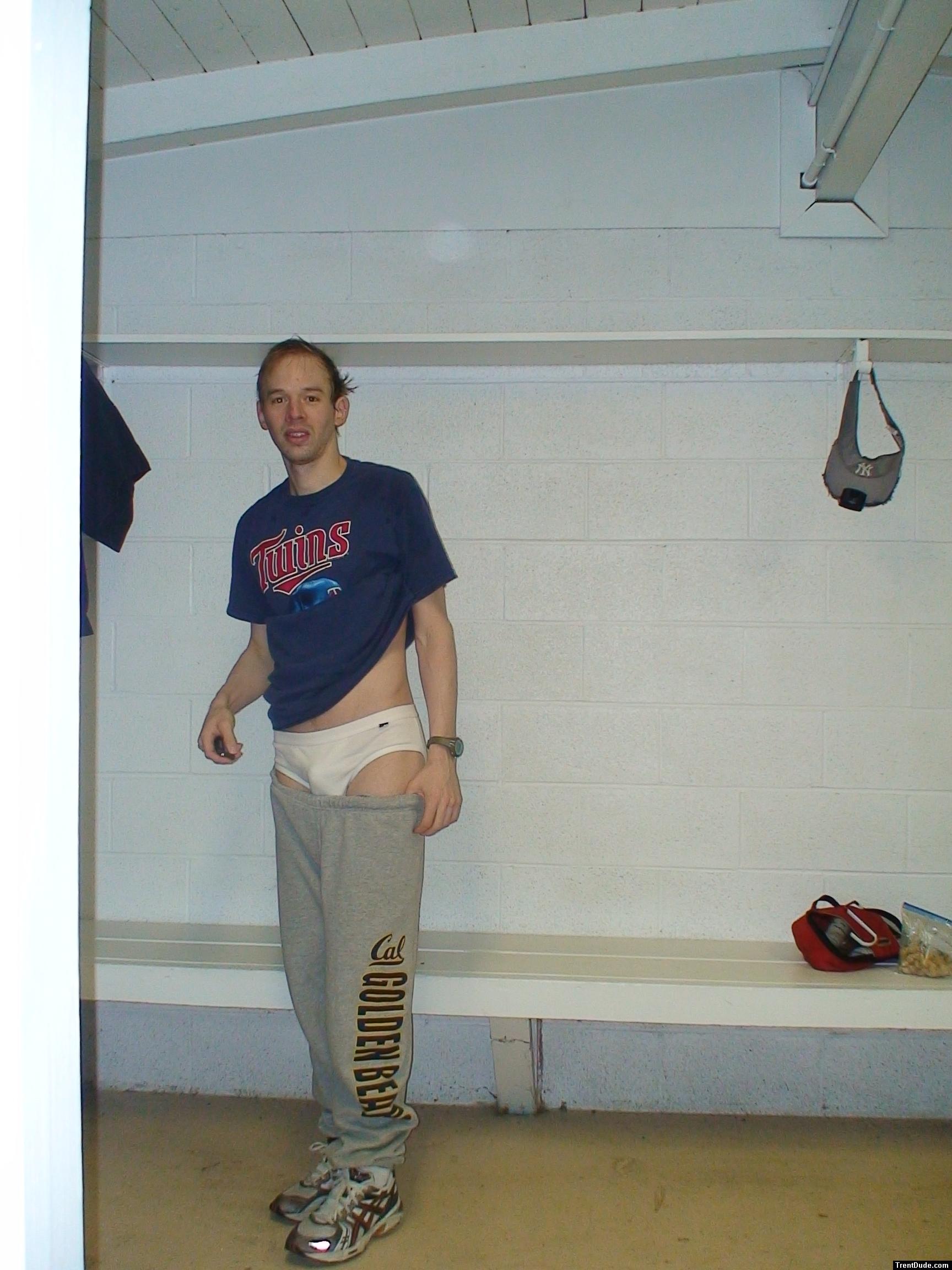 White Tommy Hilfiger briefs in the locker room