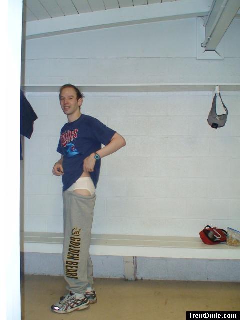 White Tommy Hilfiger briefs in the locker room