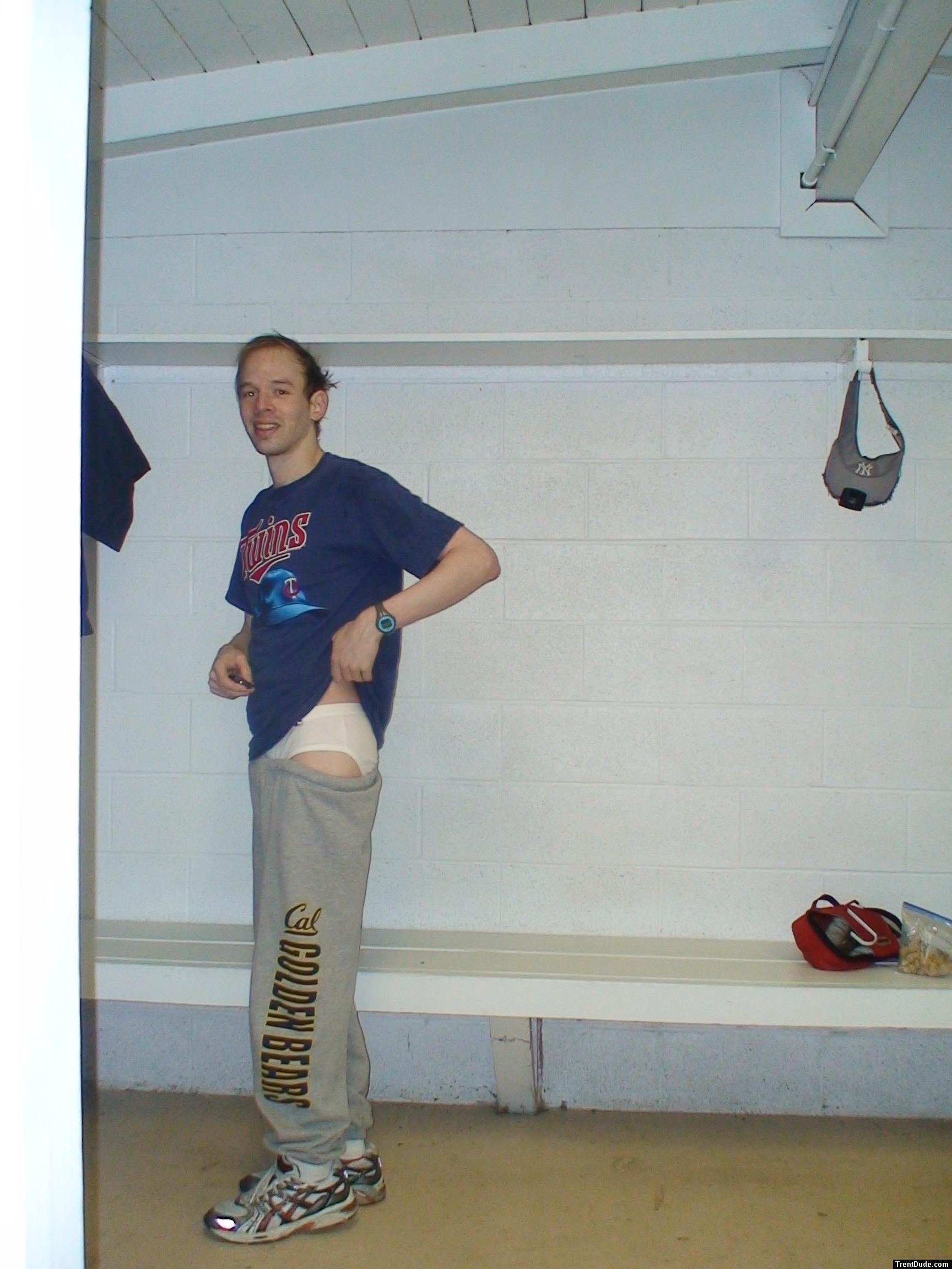 White Tommy Hilfiger briefs in the locker room