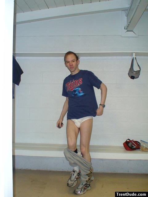 White Tommy Hilfiger briefs in the locker room