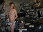 Jockey underwear in the morning with messy hair