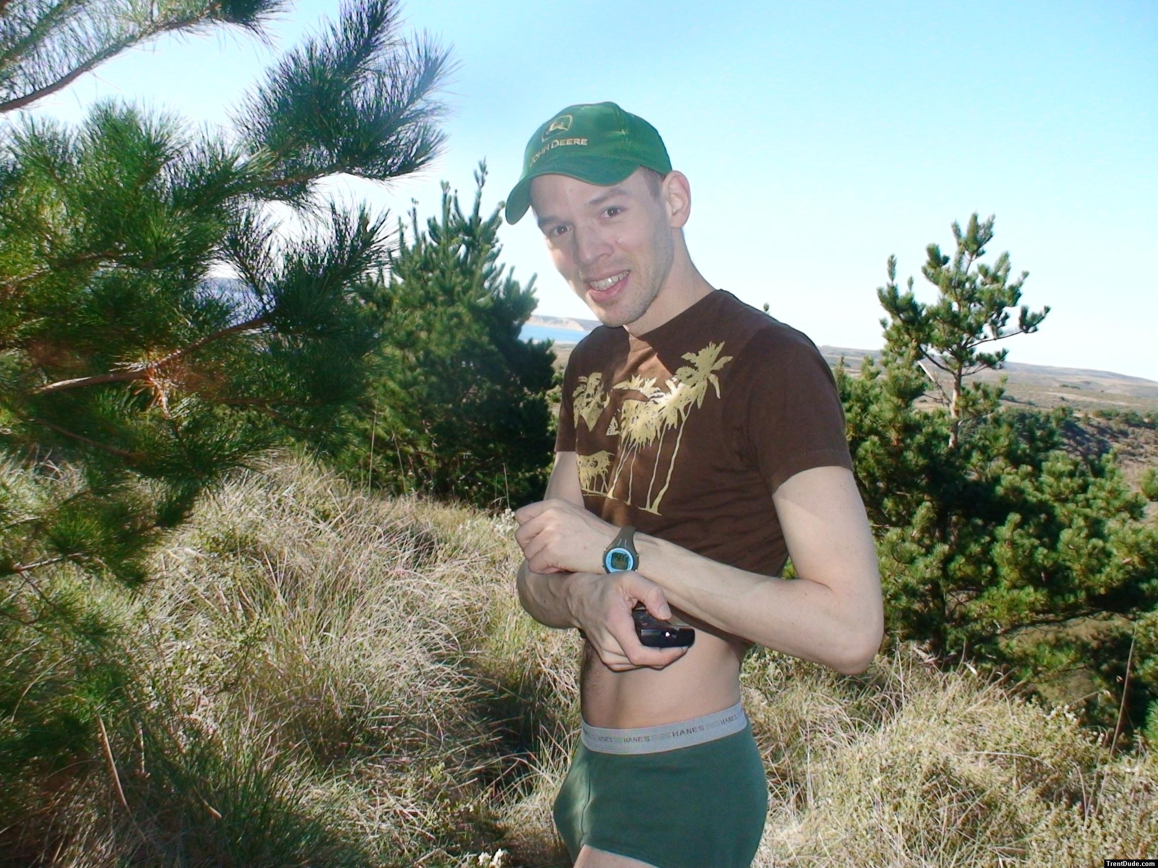 Green underwear near the ocean