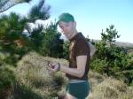 Green underwear near the ocean