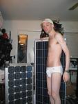 Sustainable energy dude in underwear