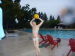 White speedo (best) and water polo ball