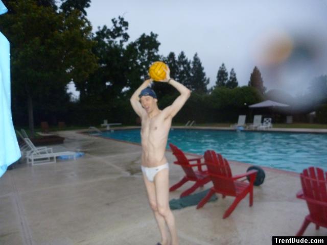 White speedo (best) and water polo ball