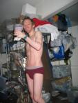 Blueberry smoothie and red hanes, dirty face (abs)