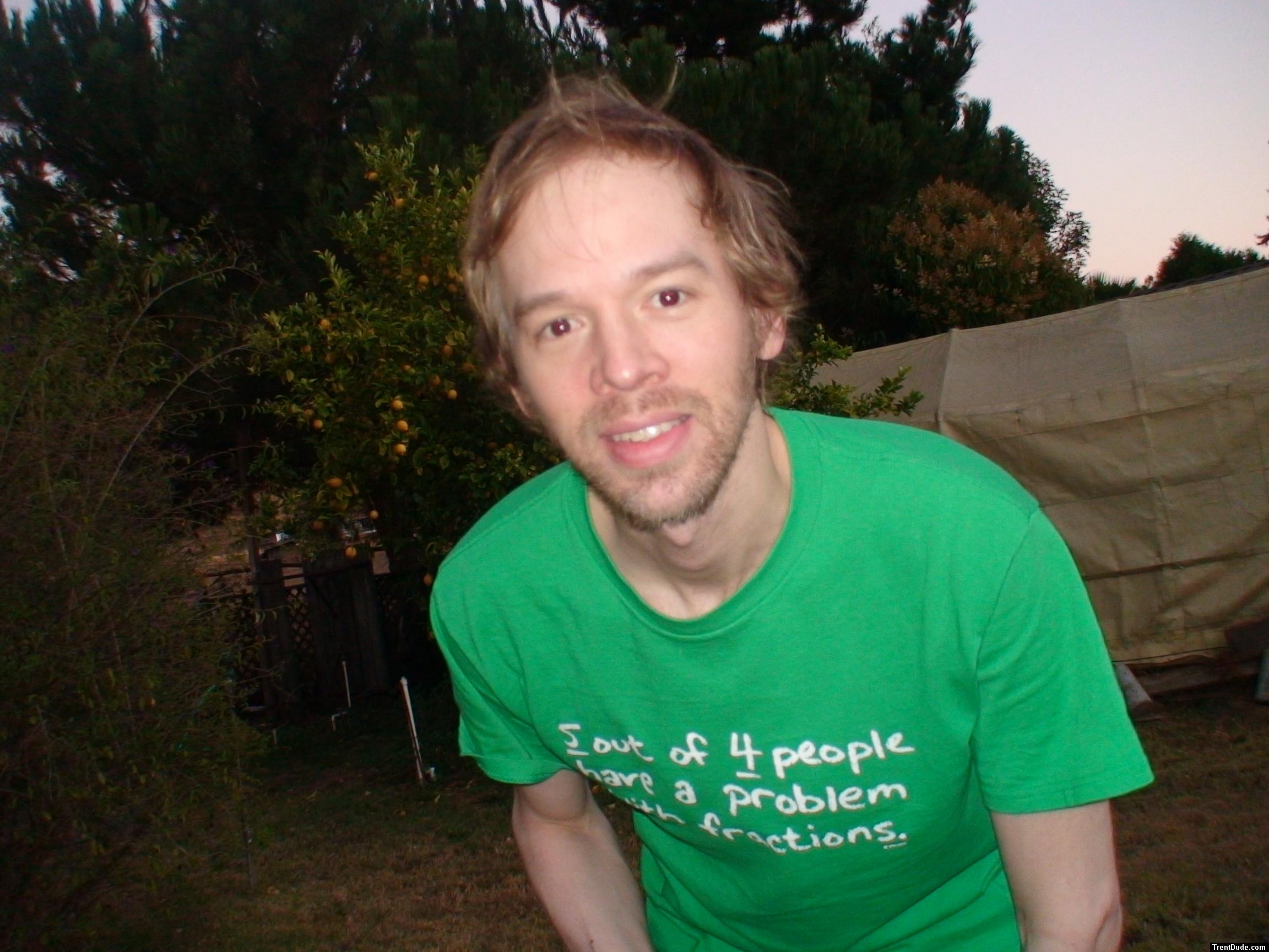 beard and green t-shirt
