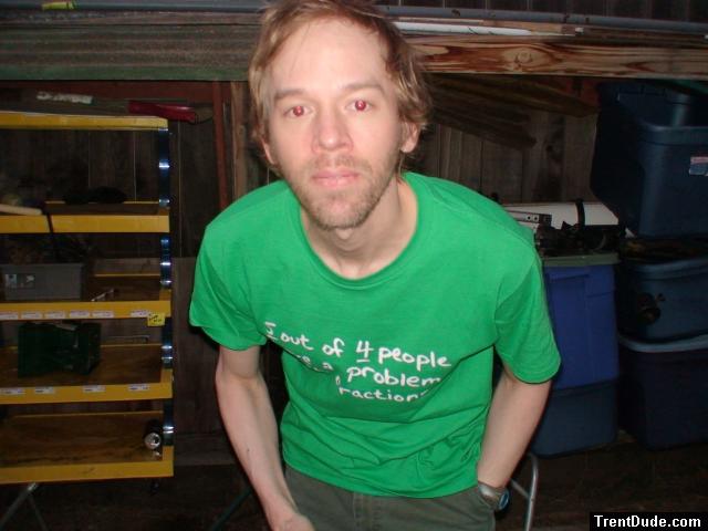 beard and green t-shirt